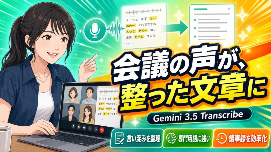 会議の声が、整った文章に。Gemini 3.5 Transcribe登場