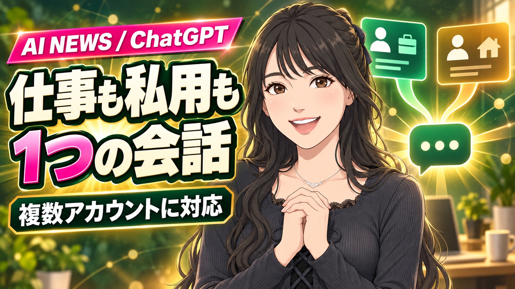 仕事も私用も、ChatGPTの1つの会話で。複数アカウント対応