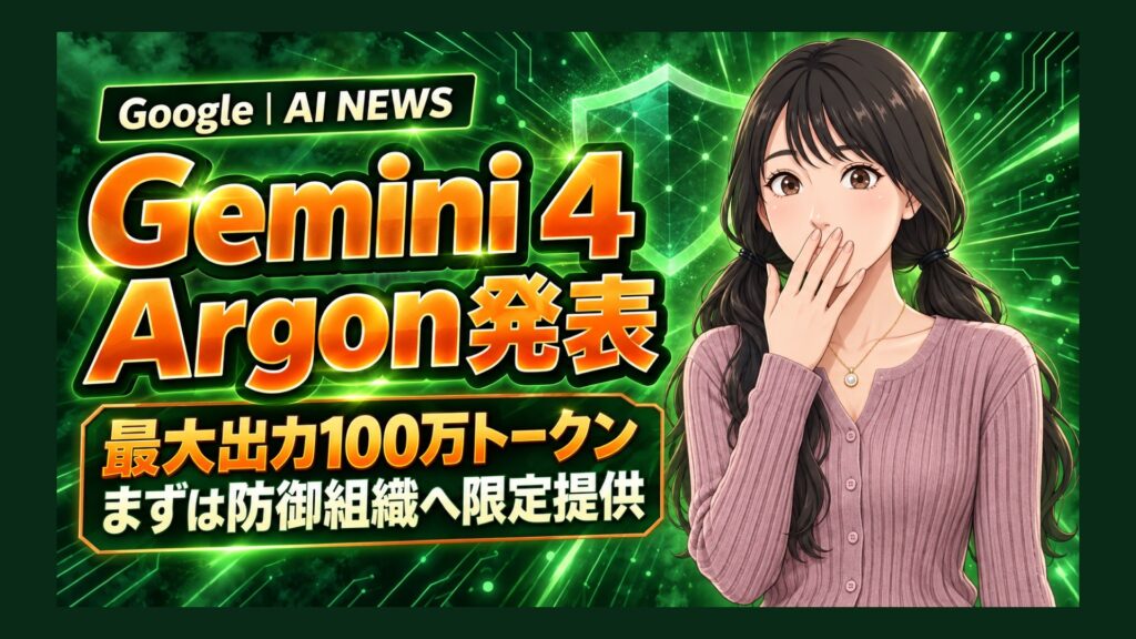 Gemini 4 Argon発表！出力100万トークン、まずは限定提供