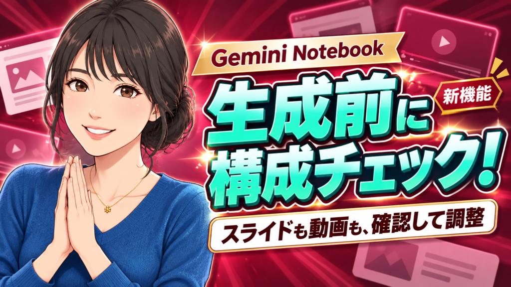 Gemini Notebook、スライドも動画も「作る前に確認」できるように！